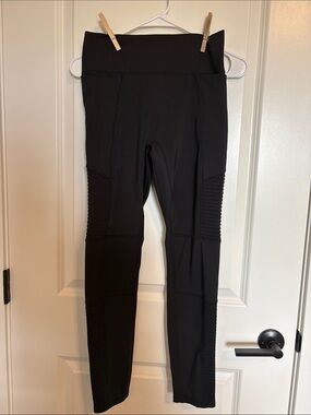Fabletics Black Ribbed-Panel High Waist Leggings